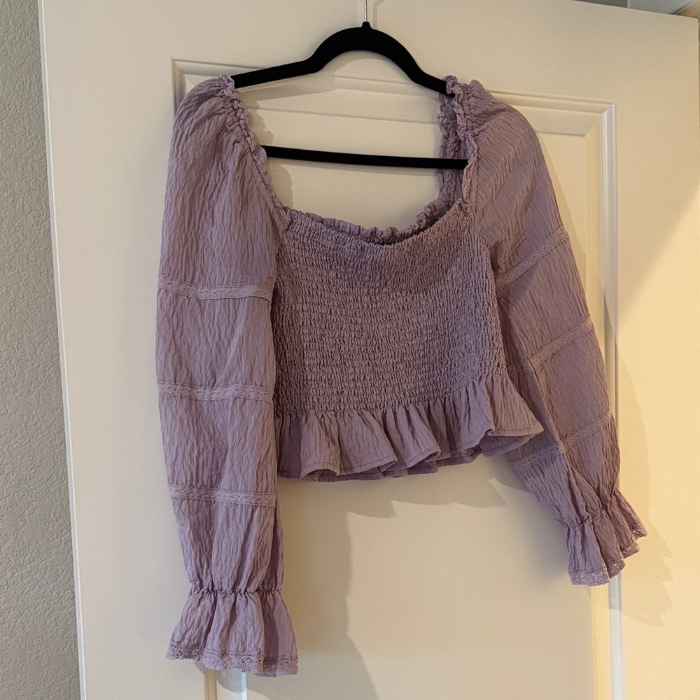 Forever 21 Lavender Smocked Blouse